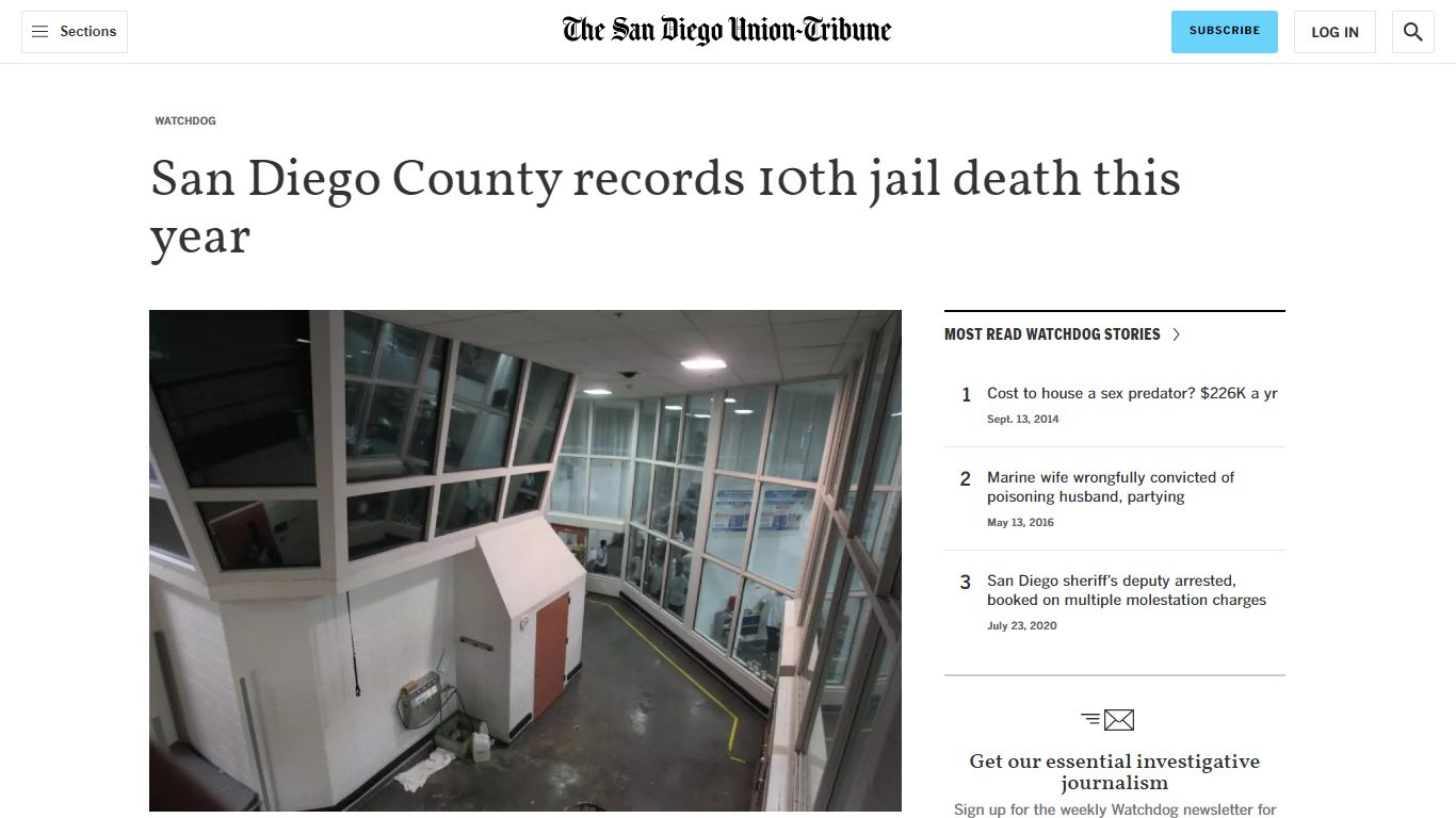 San Diego County records 10th jail death this year
